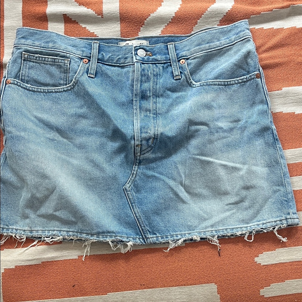 Madewell Denim Frayed Hem Mini Skirt